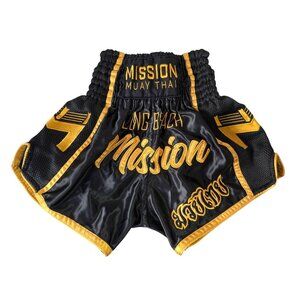 Combat Corner CRNR Boxing Shorts Black Gold Youth Sz S Muay Thai New